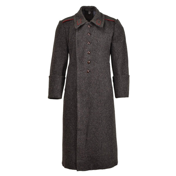 Originele Bulgaarse militaire wol lange overjas vintage winterjas formeel grijs