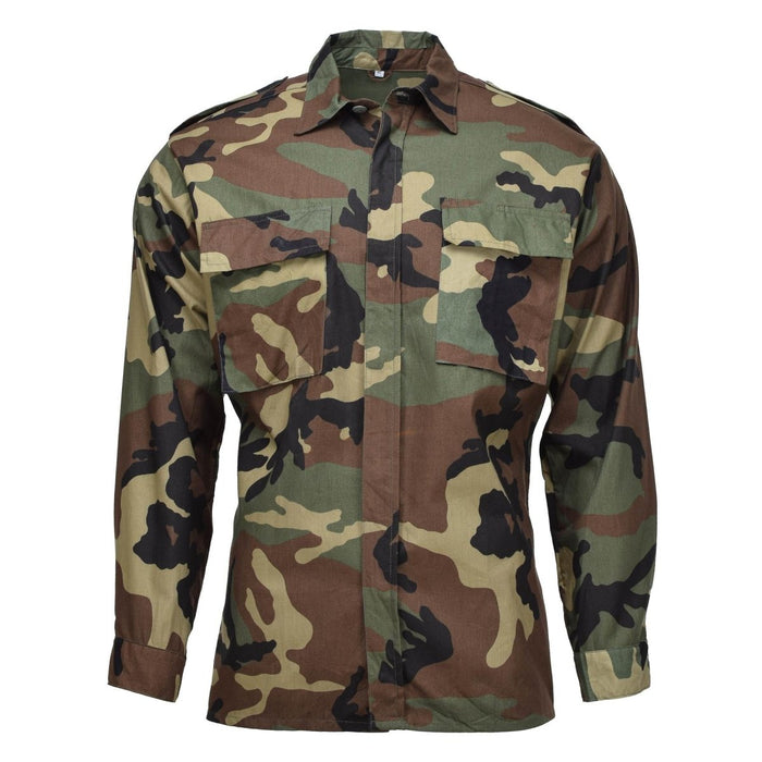 Origineel Kroatisch militair camouflage BDU-shirt, duurzaam katoen met meerdere borstzakken, tactisch ontwerp met lange mouwen.