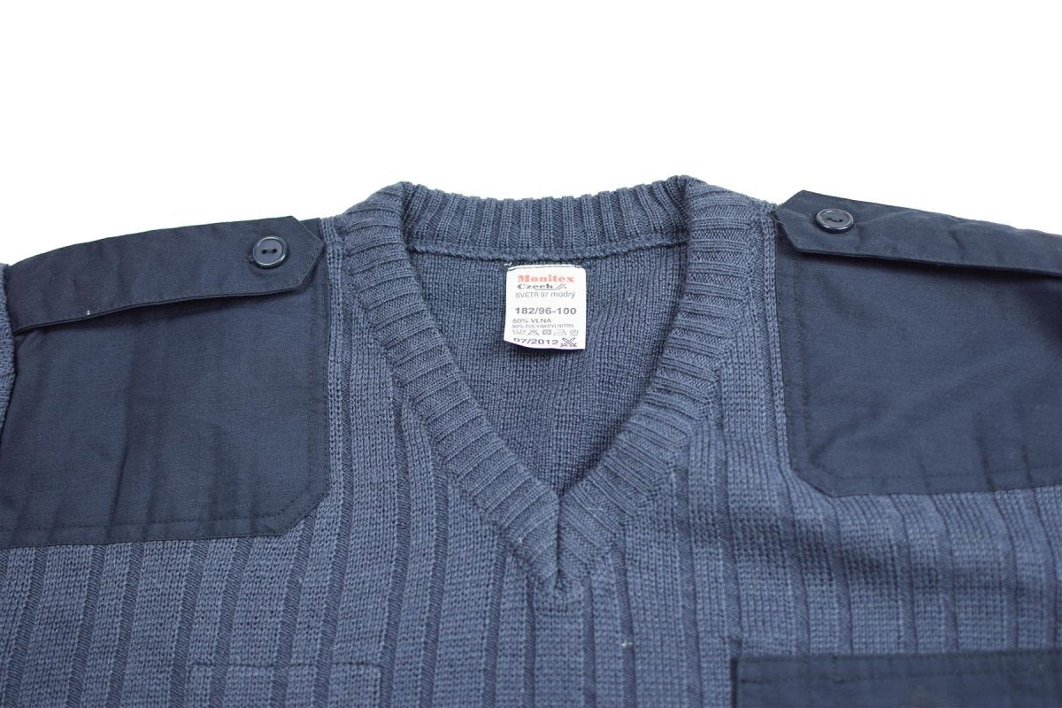 Originele Tsjechische leger trui jumper M97 blauw wol v-neck militair surplus nieuw