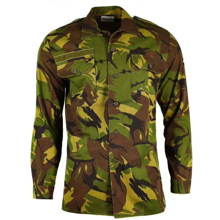 Origineel Nederlandse leger M65 bos DPM camouflage gevechtsshirt met lange mouwen en knoopsluiting aan de voorkant