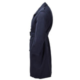 Originele Nederlandse militaire formele kledingjas met dubbele rij knopen en riem blauw