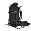 Black original Dutch military large backpack with adjustable straps and detachable side pouches for camping and hiking.