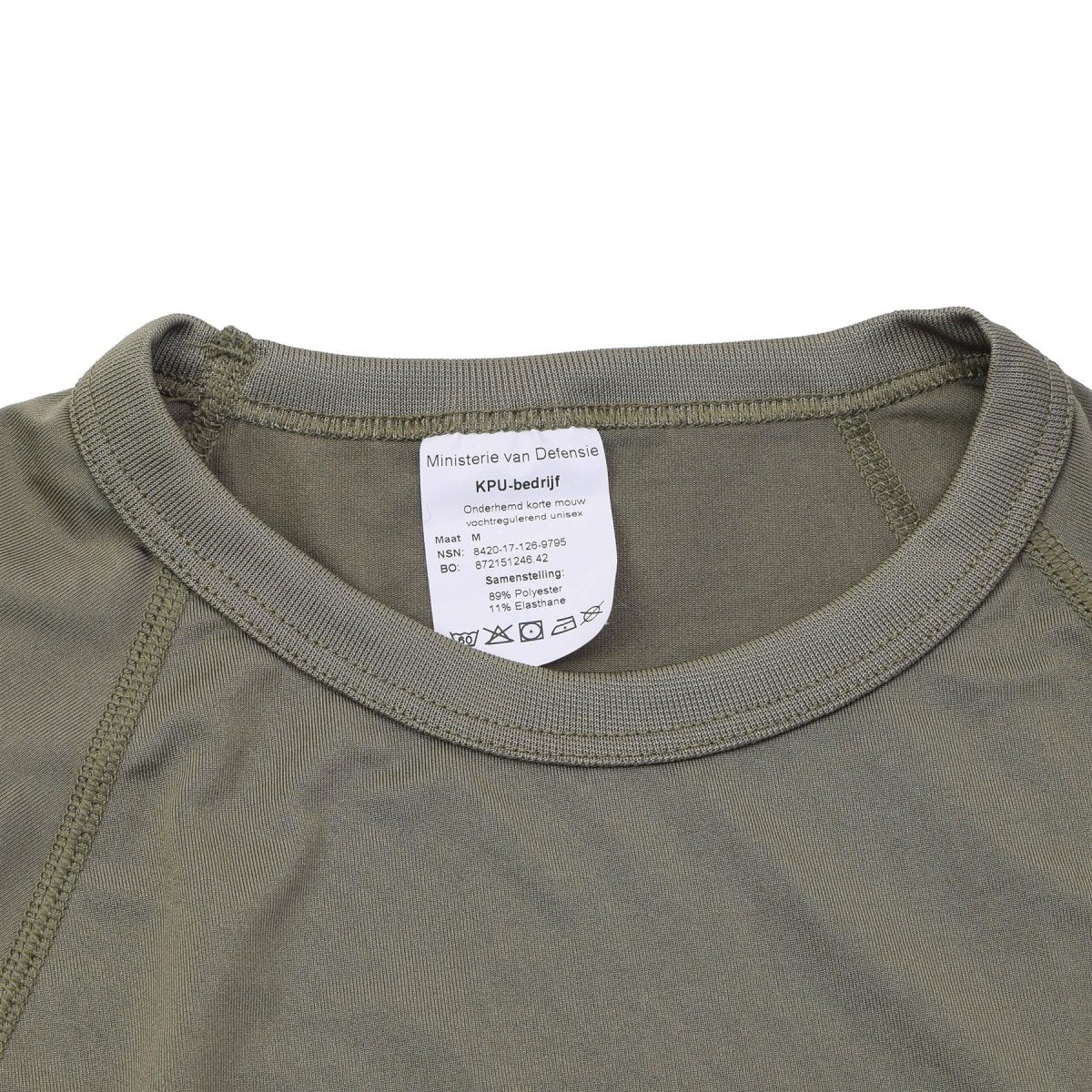 Origineel Nederlands Militair Thermisch Ondershirt Korte Mouw Lichtgewicht Olijfgroen