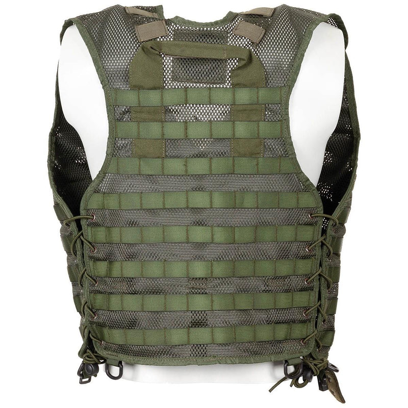 Original Dutch military green tactical vest with MOLLE system for modular gear attachment and durable lightweight design