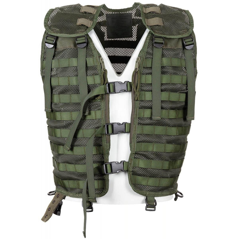 Original Dutch military green tactical combat vest with MOLLE system for modular gear attachment and durable use