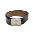 Original East German Military Leather Belt Soldier Metal Box Buckle Black - GoMilitar