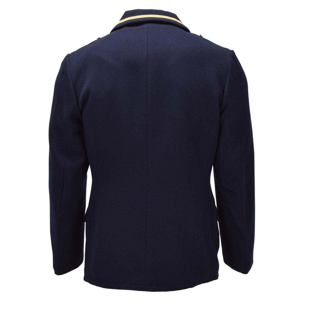 Originele Oost-Duitse militaire VM overjas met dubbele rij knopen, vintage blauw
