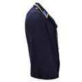 Originele Oost-Duitse militaire VM overjas met dubbele rij knopen, vintage blauw