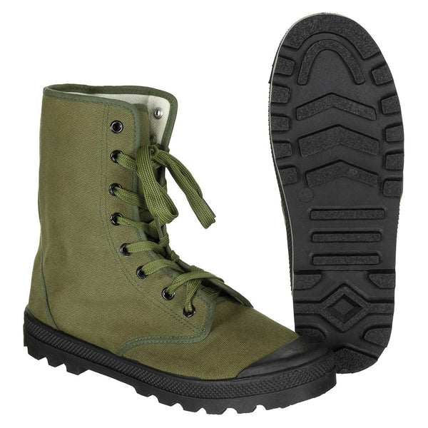 Originele Franse militaire commando laarzen versterkte hakken vintage olijf