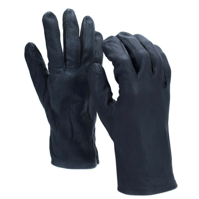Originele Duitse legerhandschoenen van echt leer in donkergrijs, duurzaam en geschikt voor tactisch of casual gebruik.