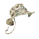 Original German Army tropical camo boonie hat with wide brim and chin strap for sun protection and outdoor use