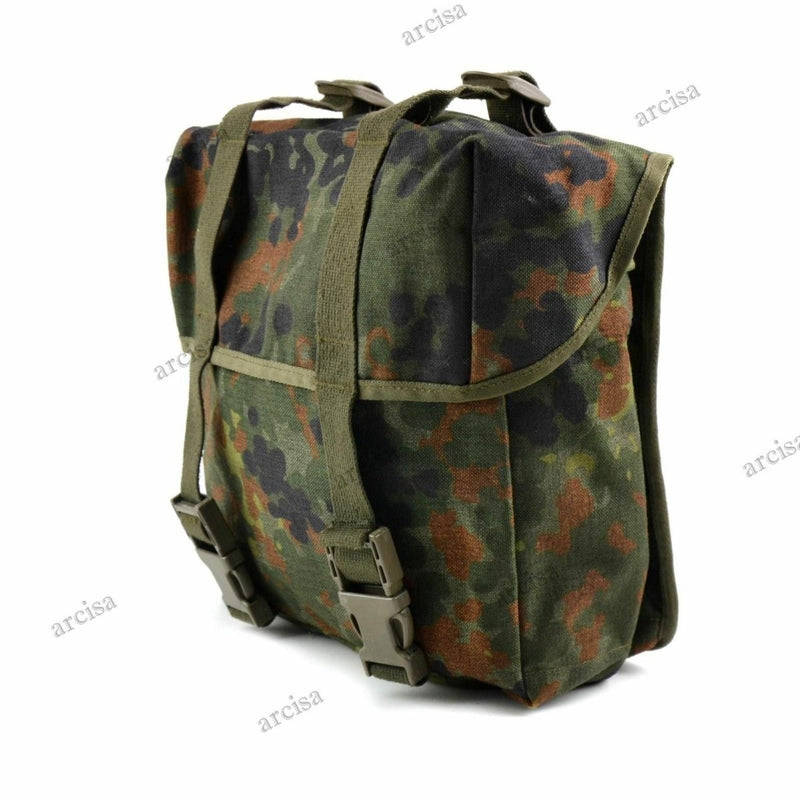 German army tactical pouch in Flecktarn camouflage with secure buckle straps and durable Cordura Nylon fabric