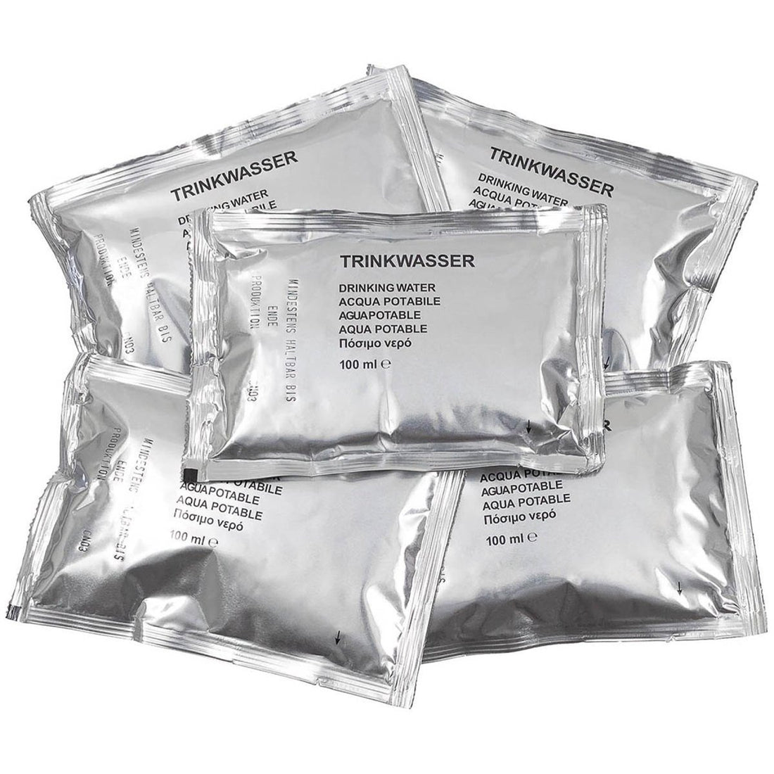 Origineel Duits militair nooddrinkwater 5 x 100 ml lange houdbaarheid