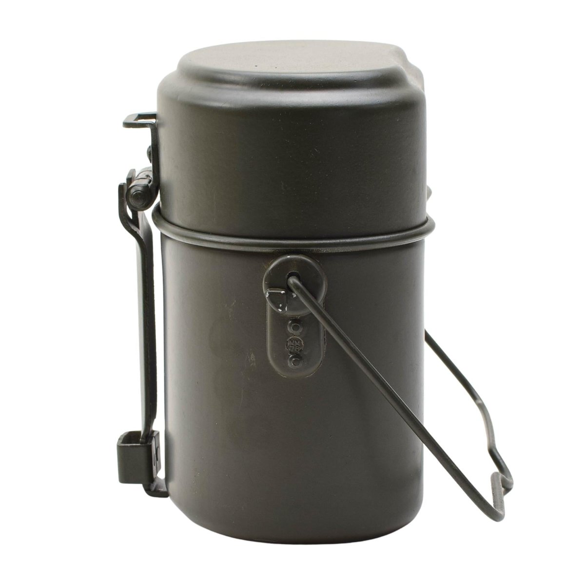 Originele Duitse militaire puinhoopset aluminium 3-delige potdekselcontainer olijf