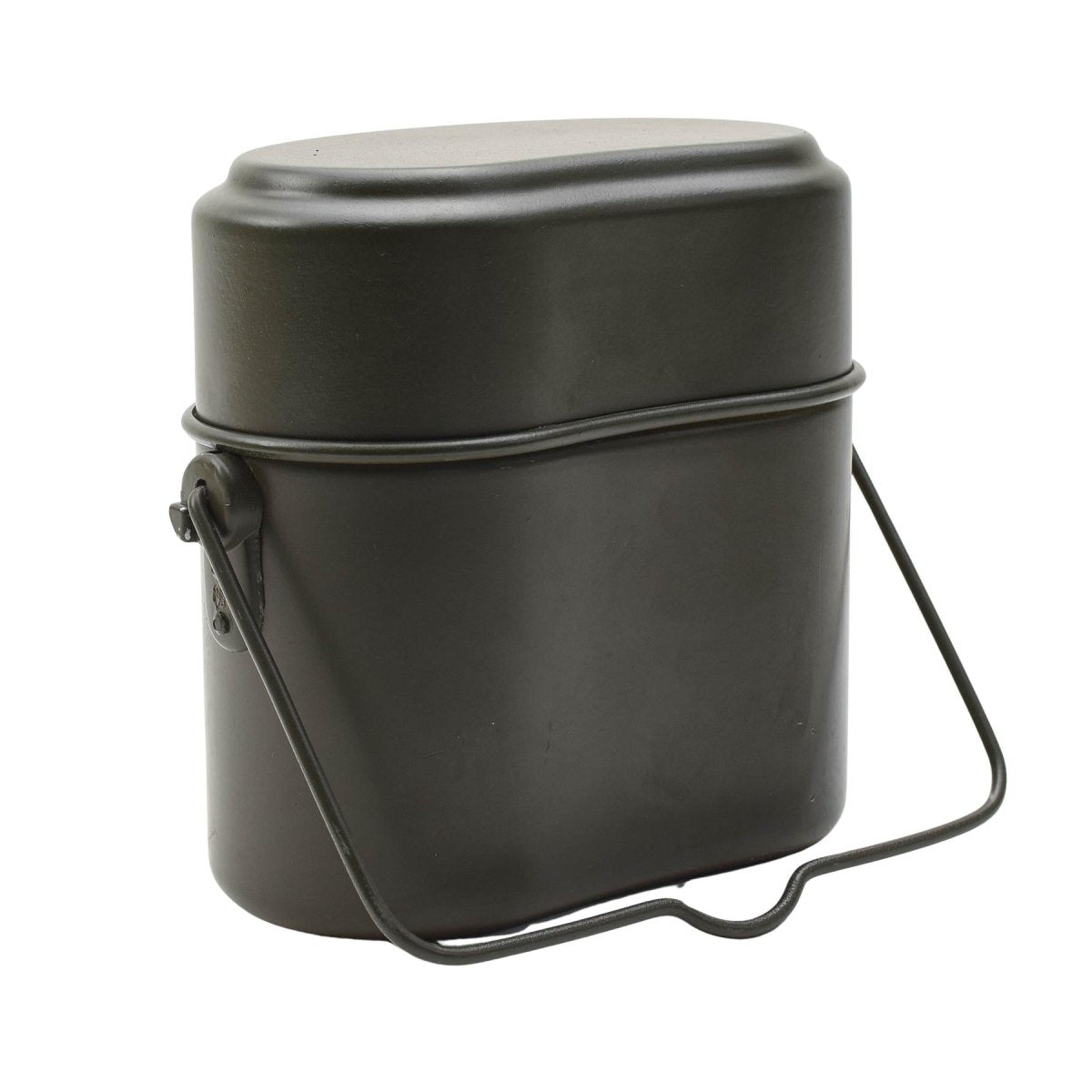 Originele Duitse militaire puinhoopset aluminium 3-delige potdekselcontainer olijf