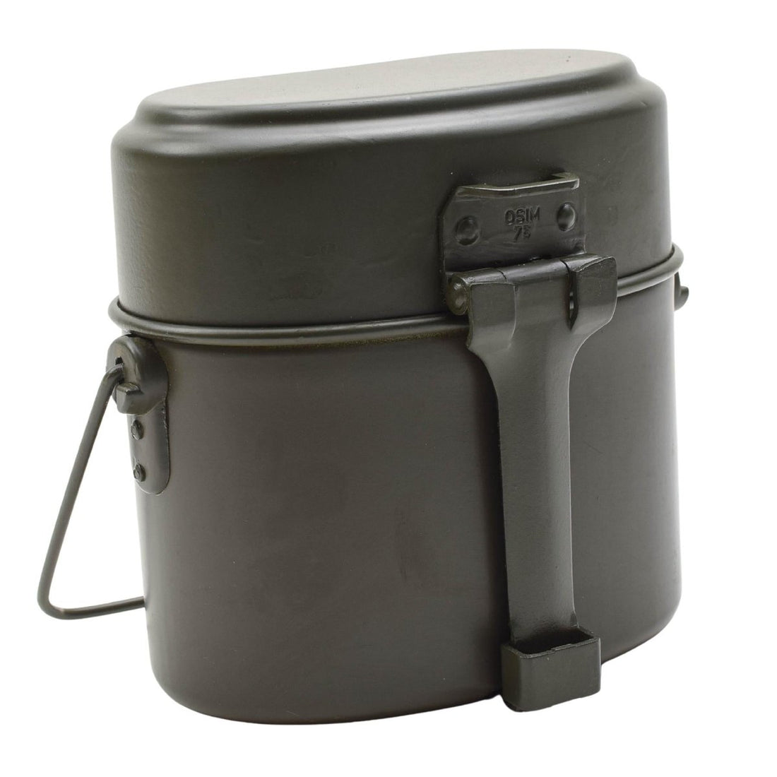 Originele Duitse militaire puinhoopset aluminium 3-delige potdekselcontainer olijf