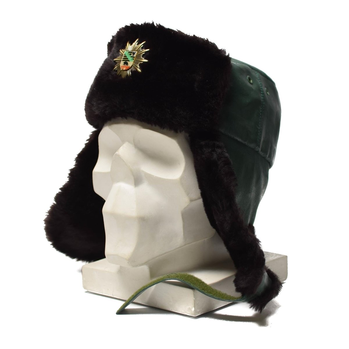 Originele Duitse politie Warm Winterhoed koud weer Faux Bur Ushanka Badge Nieuw