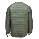 Back view of Original Greek Army M65 quilted liner jacket in green, designed for warmth and military durability.