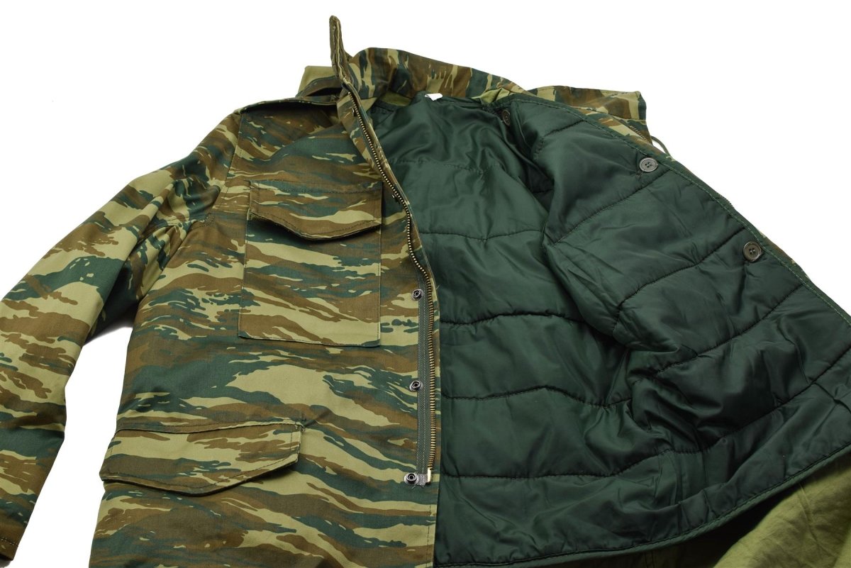 Origineel Grieks militair M65 veldjack met uitneembare voering Army Issue Lizard Camo