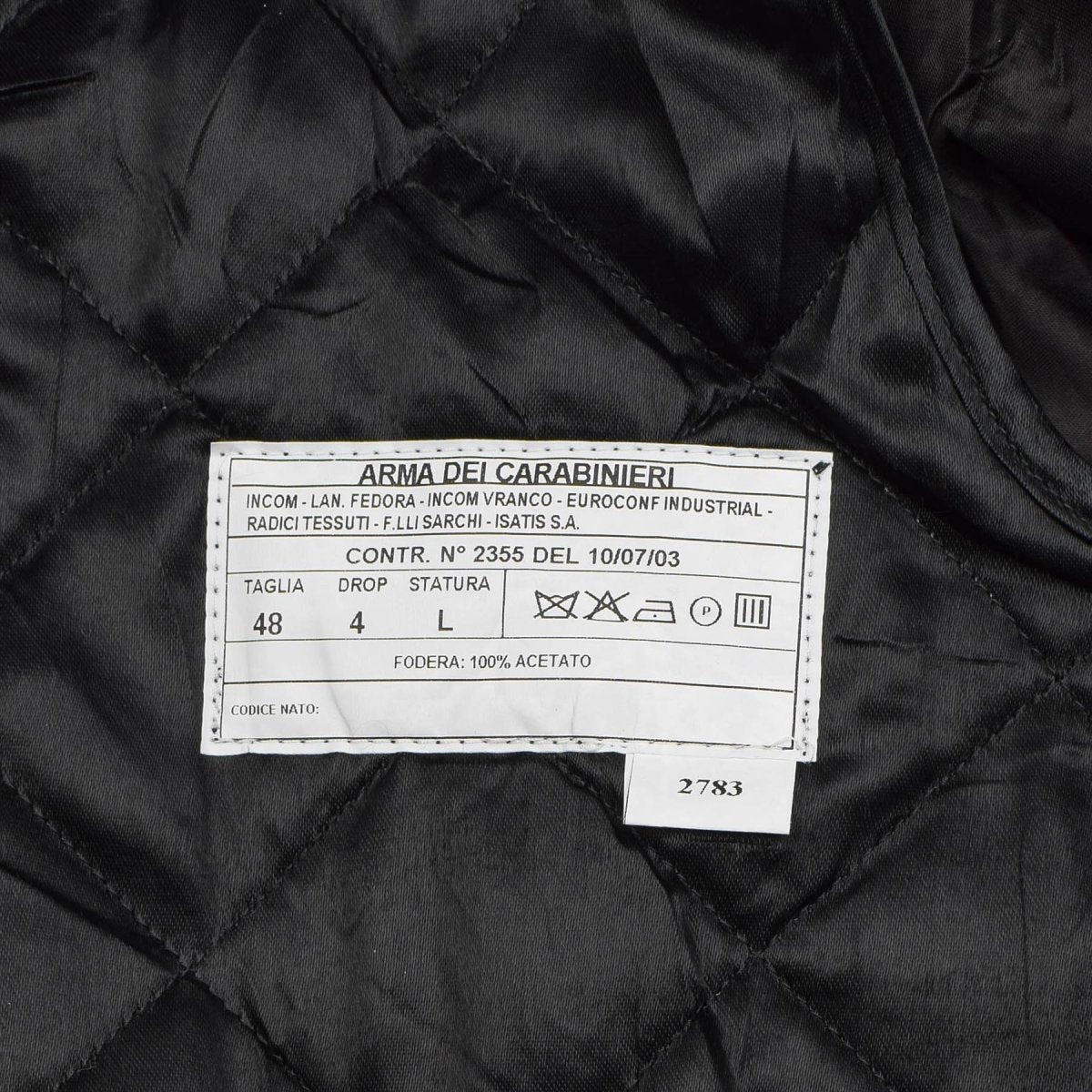 Originele Carabinieri-wollen jas van het Italiaanse leger, uniform met dubbele rij knopen, zwart