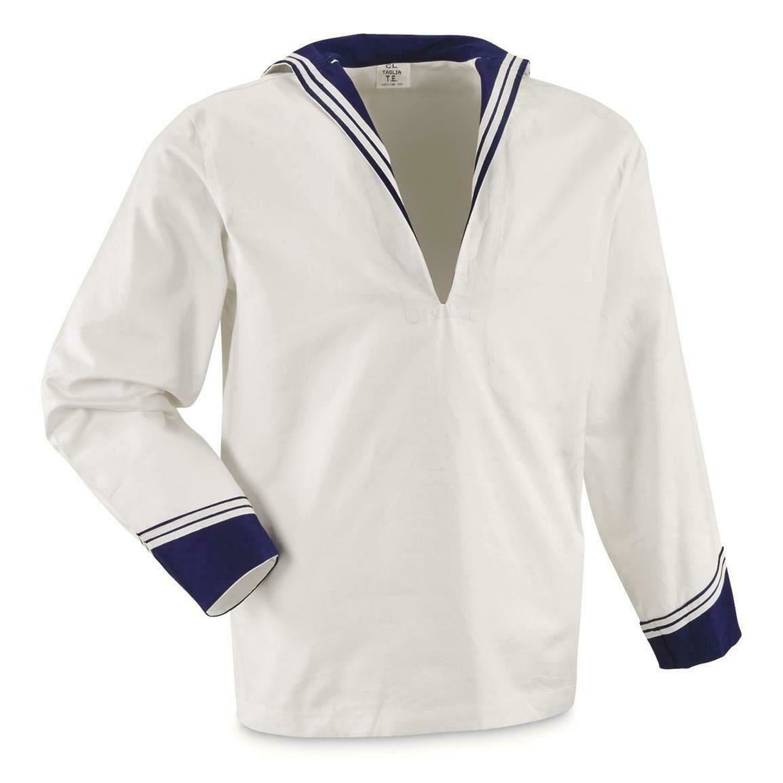 Originele Italiaanse leger marine Middy Shirt Long Mouwen witte marine militaire zeilers