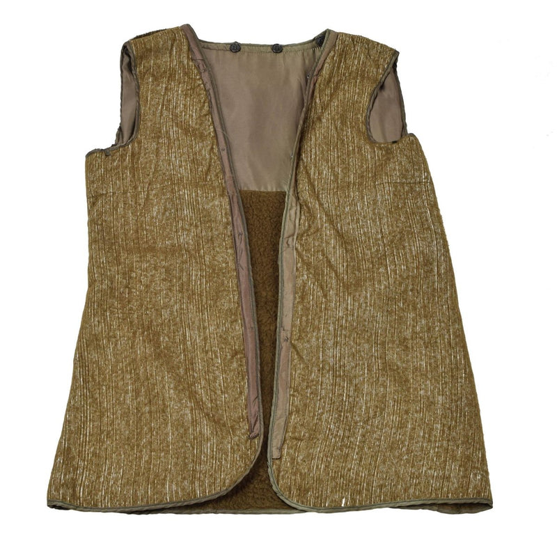 Originele Italiaanse militaire bruine voering Vest Quilt Faux Fur Vintage Warm Khaki