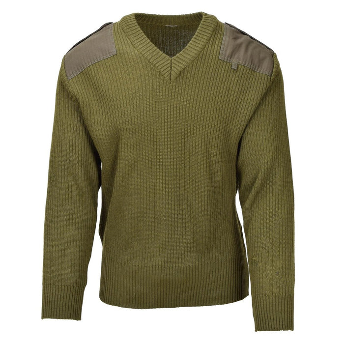 Originele Italiaanse militaire olijfwollen trui bodywarmer trui met V-hals trui - GoMilitar