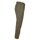 Vintage brown Italian military formal pants with zip fly, plain ankle, and back pockets, classic dress style design.