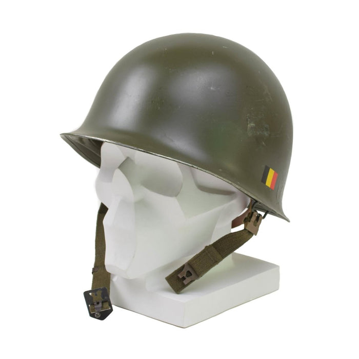 Originele Militaire Belgische Stalen Helm M51 tactische gevechtsleger binnenpvc Olive - GoMilitar