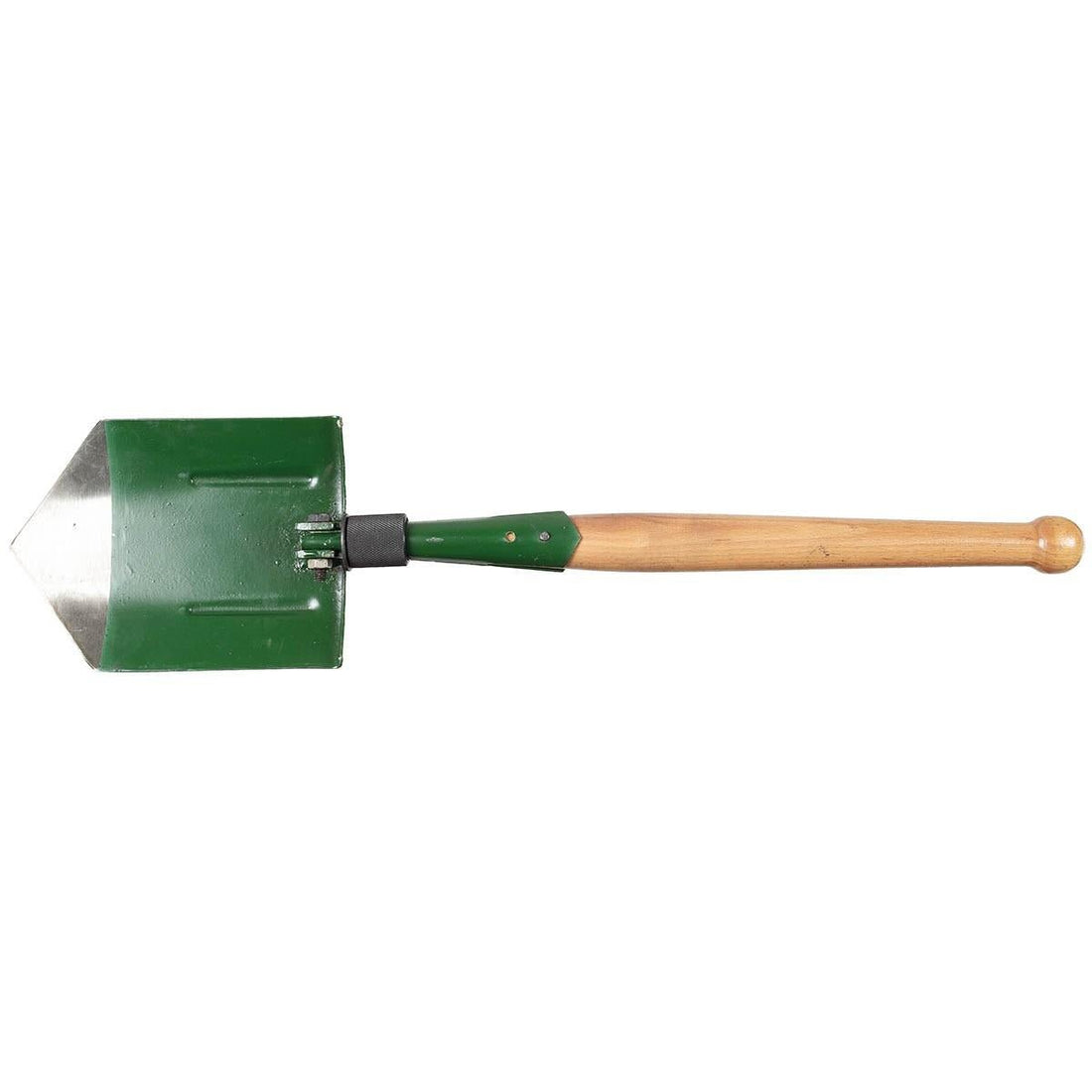 Origineel Roemeens leger opvouwbare schop groen houten handvat militair surplus nieuw