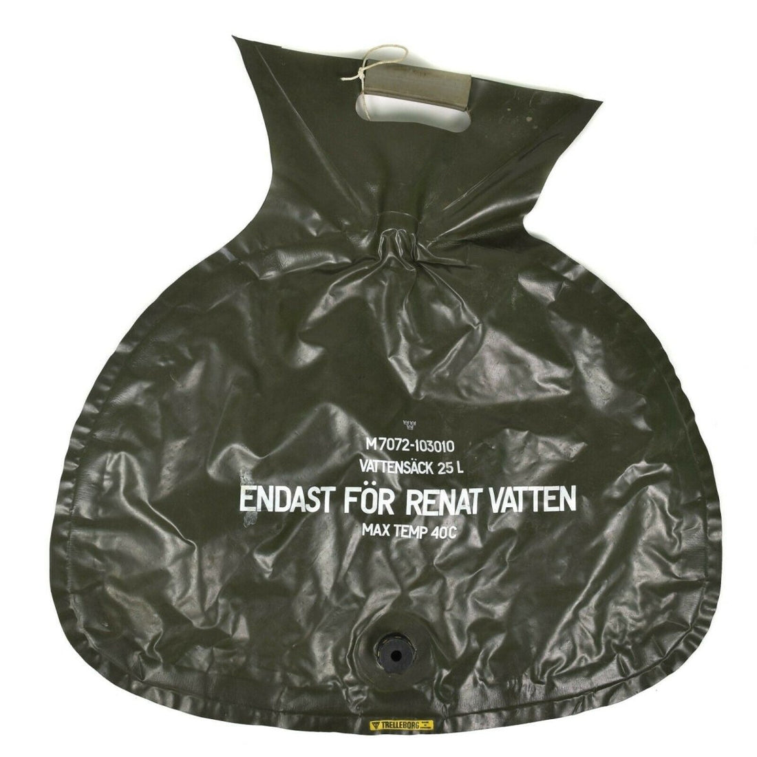 Originele Zweedse leger 25L waterzak met klep Opvouwbare tank Olijfgroen