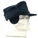 Original Swedish army wool winter hat in blue with ear flaps for warmth and classic military style winter wear.