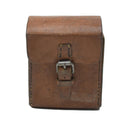 Vintage original Swedish military hard leather belt pouch with secure buckle closure and universal magazine storage design