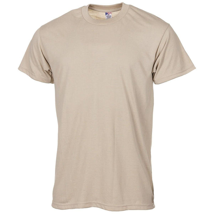 Zandkleurig origineel Amerikaans militair T-shirt gemaakt van lichtgewicht, duurzame stof voor comfort en dagelijks gebruik