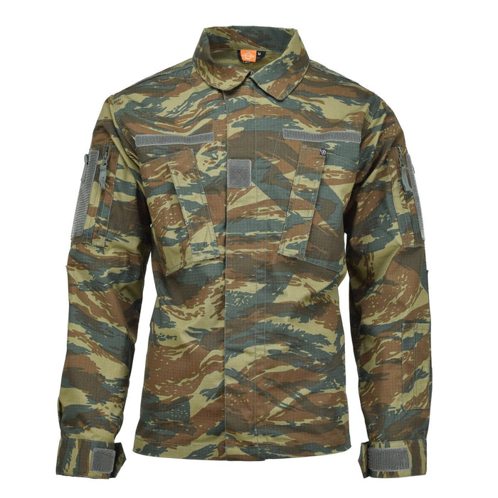 Pentagon ACU 2.0 militair jack van het Griekse leger in hagedissencamouflage, waterafstotende ripstop-stof met versterkte ellebogen en verstelbare manchetten