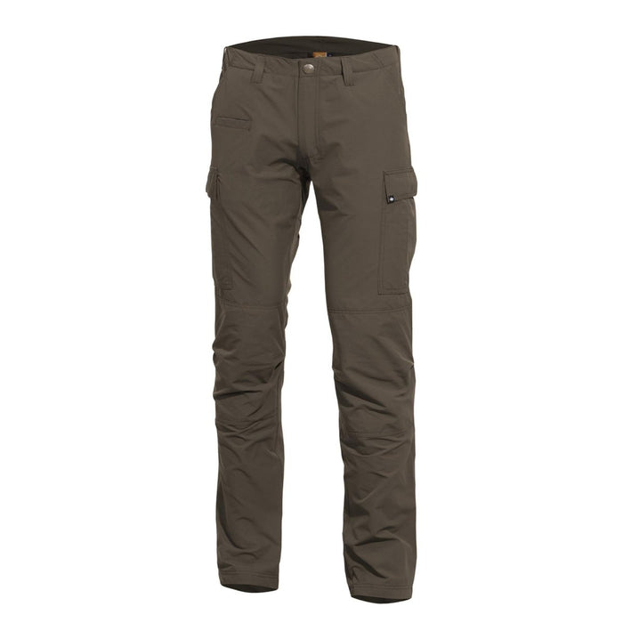 Stevige bruine Pentagon BDU 2.0 Tropic-broek, duurzame tactische cargo-ripstopbroek met versterkte knieën en meerdere zakken.