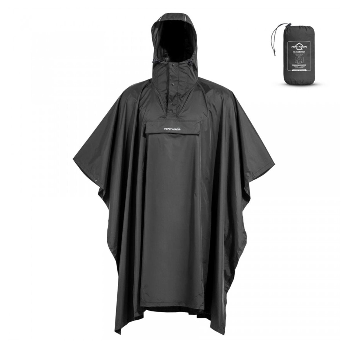 Pentagon Cloudburst Packable Poncho Waterdichte ademende reflecterende details