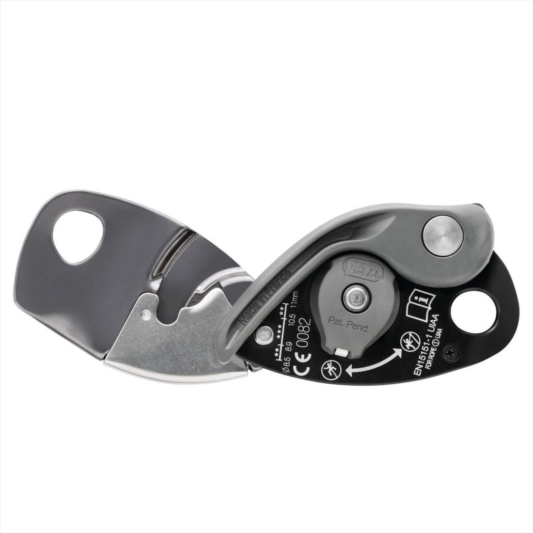 Petzl GRIGRI Zekeringsapparaat Ondersteund remmen Anti-paniek 8,5–11 mm Grijs