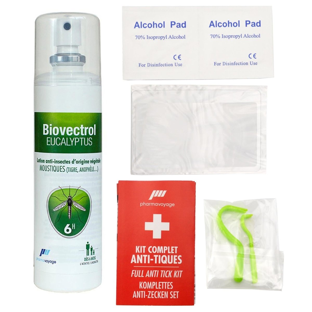 Pharmavoyage Anti Tick Full Complete EHBO -kit Emergency Tick Removal Tools