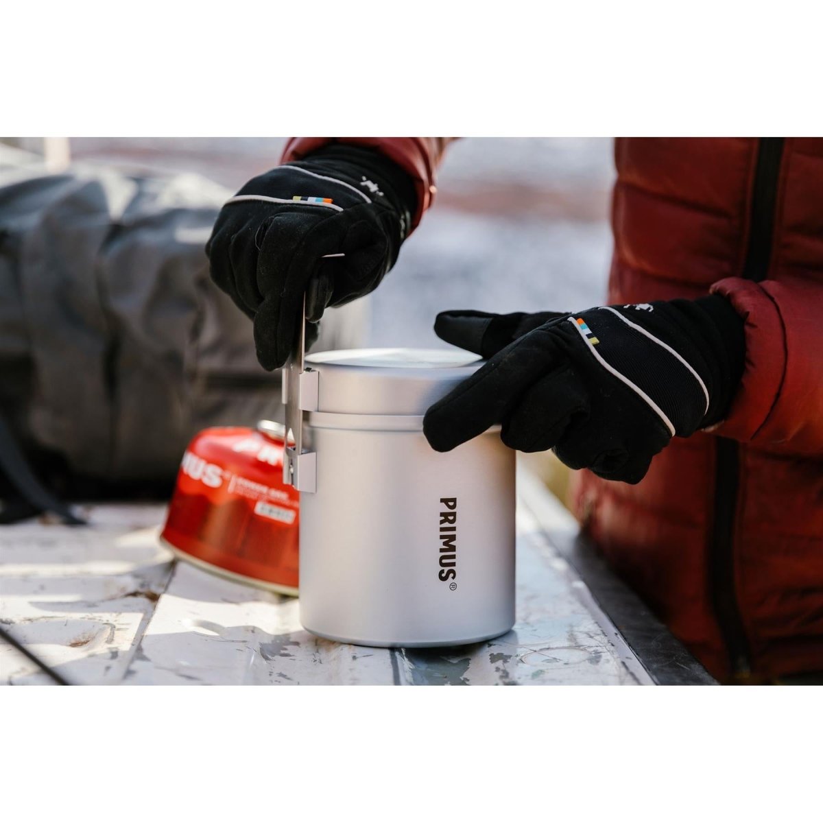 Primus Essentiële Trek Pot 1 Liter Lichtgewicht Wandelwandeling Keramische Coating Cooking Set