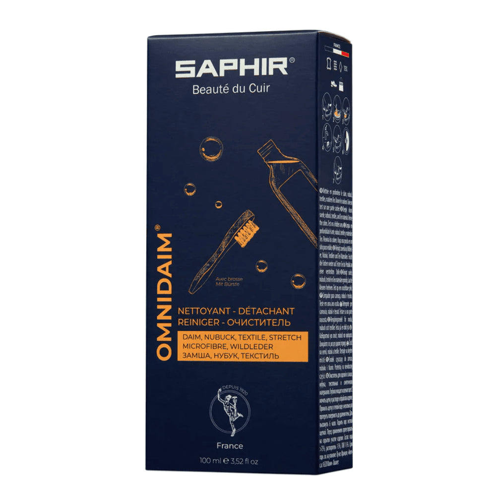 Saphir Omnidaim Suede Nubuck schoenreiniger, 100 ml neutrale borstel inbegrepen