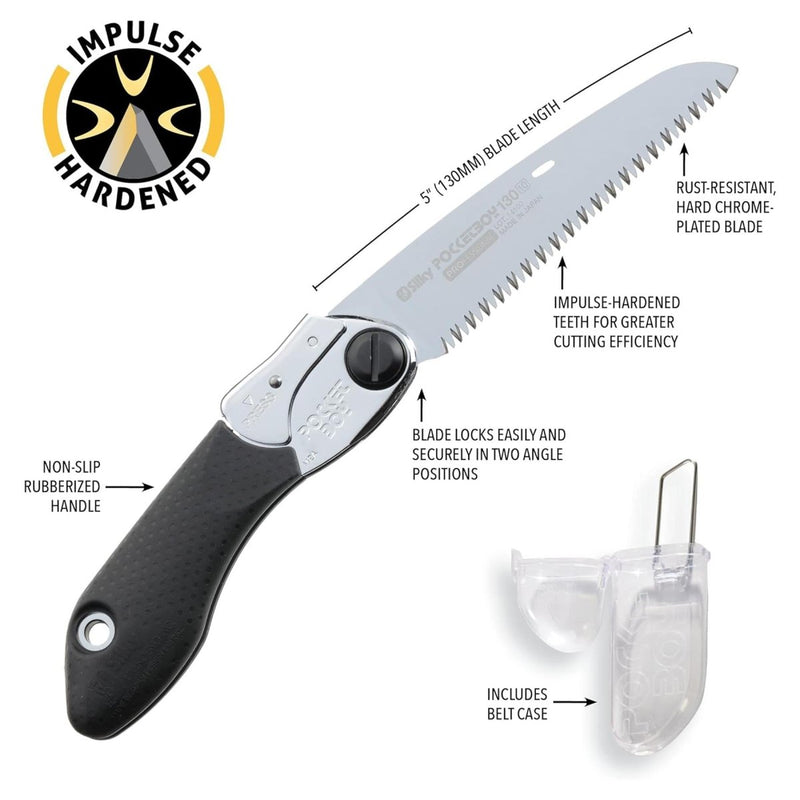 Silky Pocketboy 130 - 10 Compact Folding Saw Bushcraft Stainless Steel Blade - GoMilitar