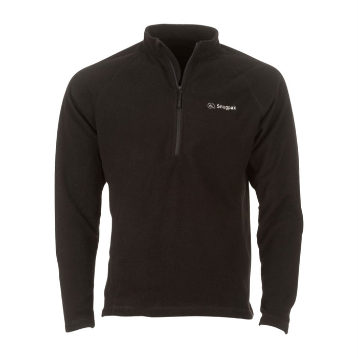 Snugpak IMPACT Fleecejack Zacht Opstaande Kraag Kinbeschermer 1/4 Rits Zwart - GoMilitar
