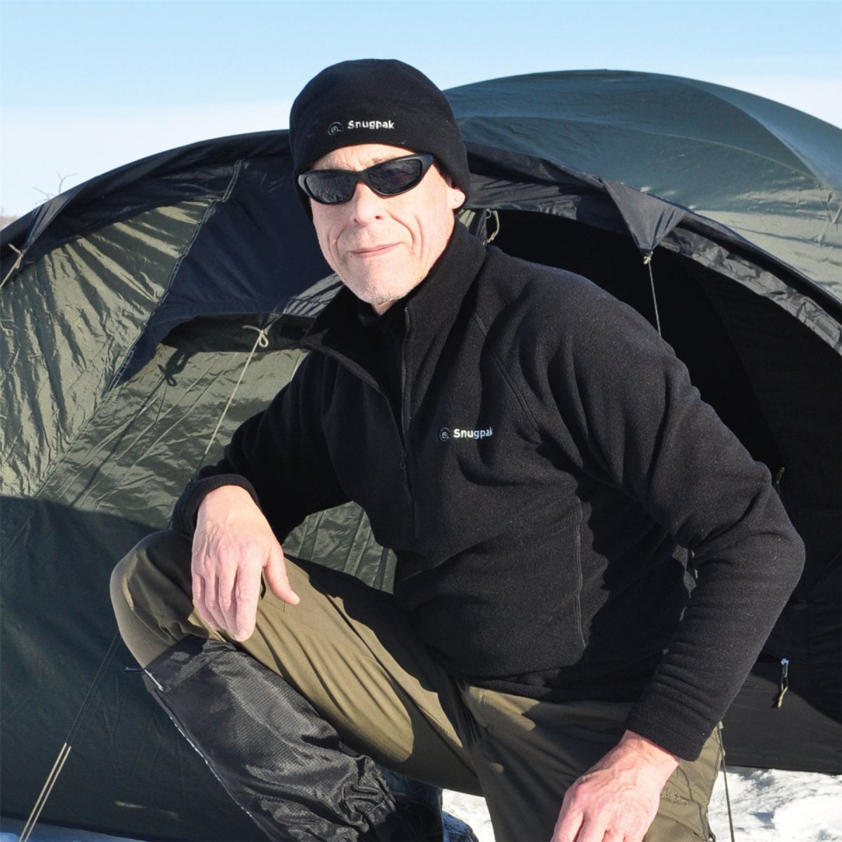 Snugpak IMPACT fleecejack zacht opstaande kraag kinbeschermer 1/4 ritssluiting zwart