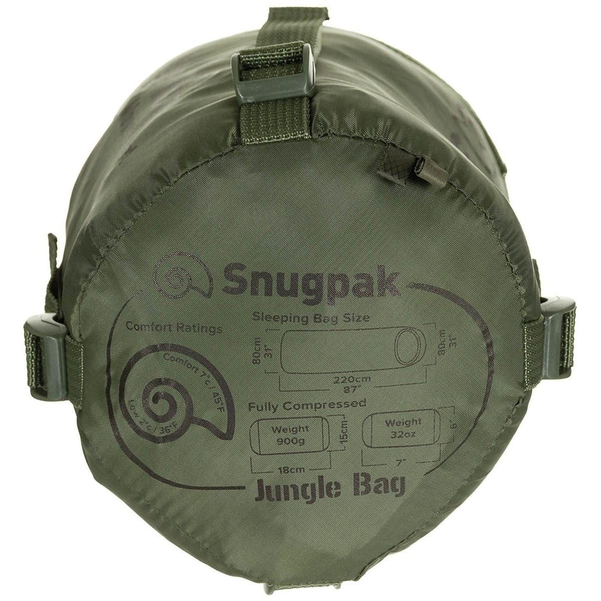 Snugpak slaapzak 220 cm geïntegreerde muggencompressiefas Olive