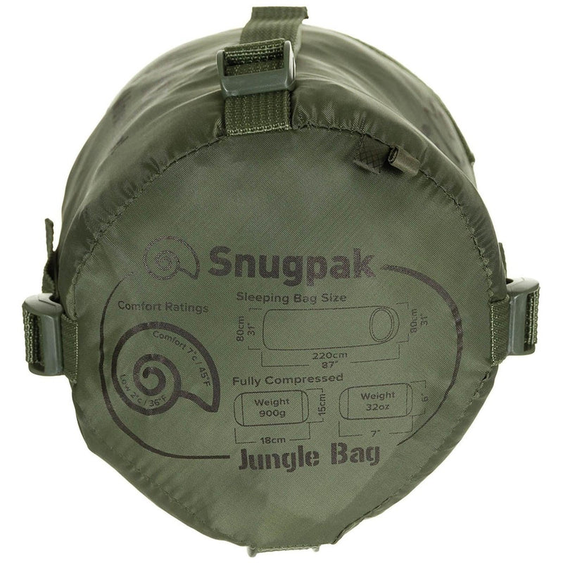 Snugpak slaapzak 220 cm geïntegreerde muggencompressiefas Olive