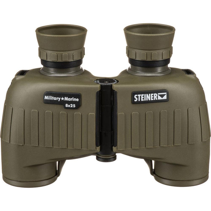 Steiner Military Marine 8x25 olive rugged binoculars with auto focus designed for outdoor and marine use.