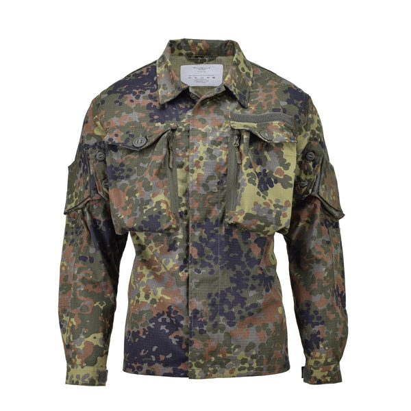 TACGEAR German military-style field jacket with durable Flecktarn camouflage and multiple utility pockets.
