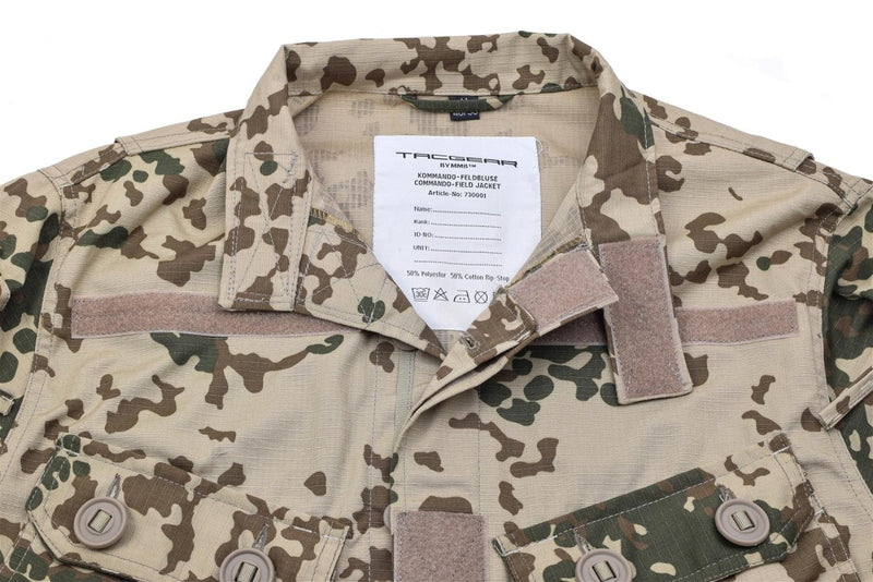 TACGEAR military style desert flecktarn camo combat shirt with reinforced elbows and multiple pockets for tactical use