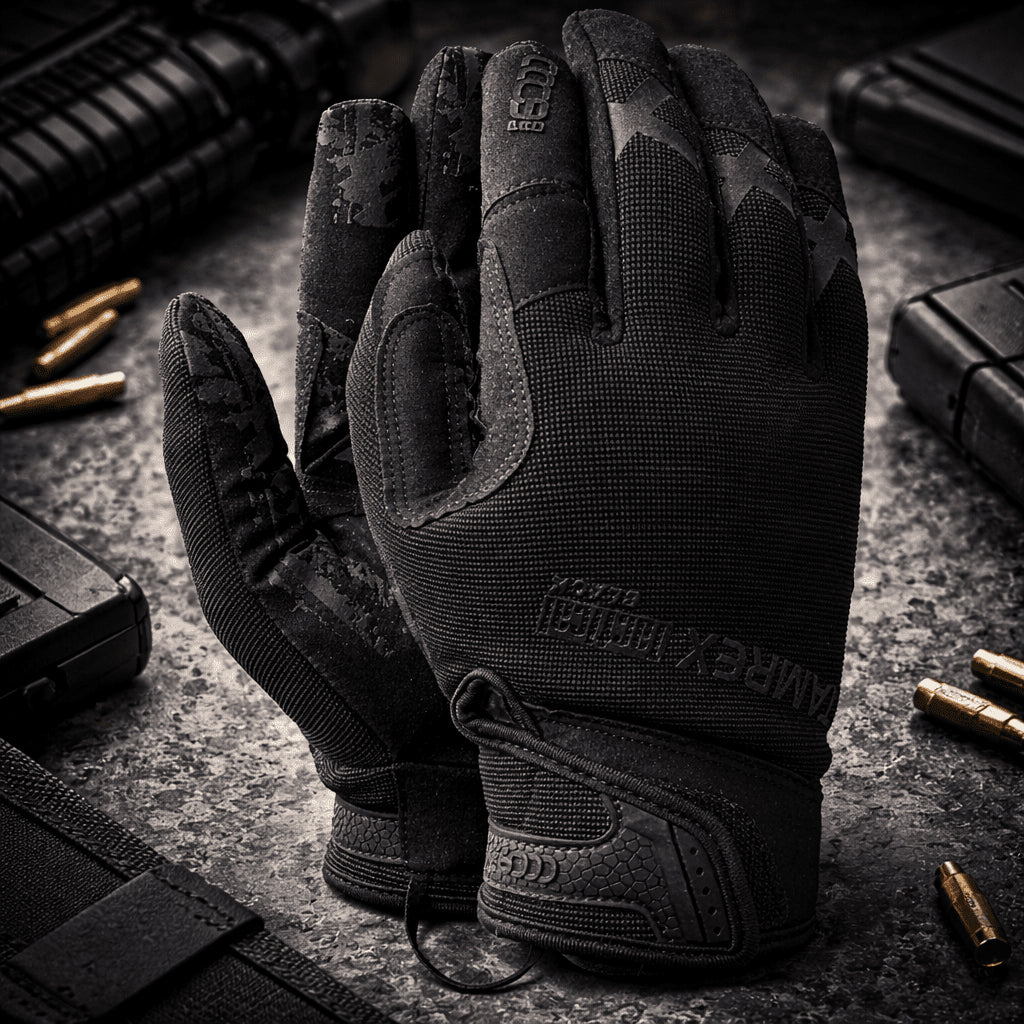 TAMREX tactische handschoenen extreem duurzaam synthetisch leer goede grip zwart